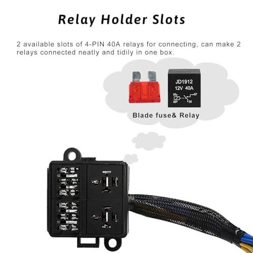 Pre-Wired 12V Fuse Relay Box, Compact 6-Way Power Distribution Block with 2 High-Power 4-Pin Relay Outputs and 4 Standard Fused Circuits, Weather-Resistant Relay Panel for Motorcycle, ATV, RV - size: RY02F06