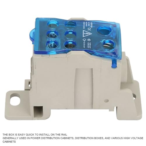 UKK160 DIN Rail Terminal Block Box 160A 690V - Transparent Cover Distribution Box for Power Cabinets, 6 Output Universal Junction