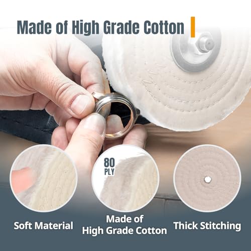 POWERTEC 6 Inch Buffing & Polishing Wheels (80 Ply) 2 Pack, Extra Thick Buffer Wheels w/ 1/2" Arbor Hole for Bench Buffer Polisher and Bench Grinder (71630) - size: 6 inch, 2 pack
