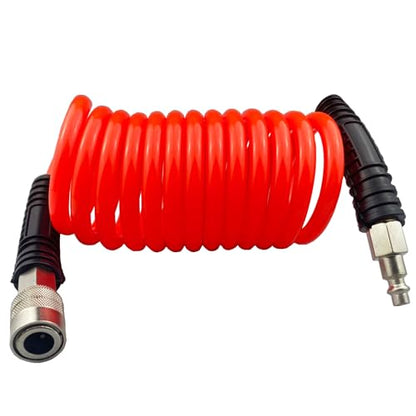 Darnassus PU Recoil Air Hose Compressor Tube with 1/4" Swivel Fittings - color: Red, size: 10 FT