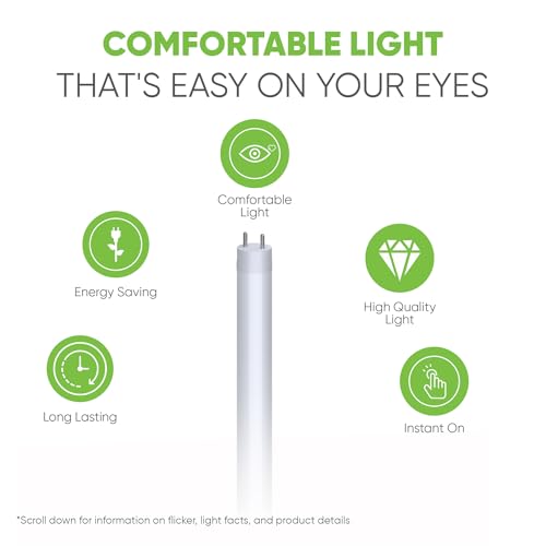 NYLL 33 in. T8 G13 Type A Plug & Play LED Tube, Daylight (6000K) Direct Replacement for 25W F25T12/D/33 (Without Rewiring or Modification) Ballast Required! - color: Daylight (6000k)