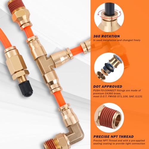 Air Line Kit for Air Spring Bag Suspension with Fittings - size: 9 PCS
