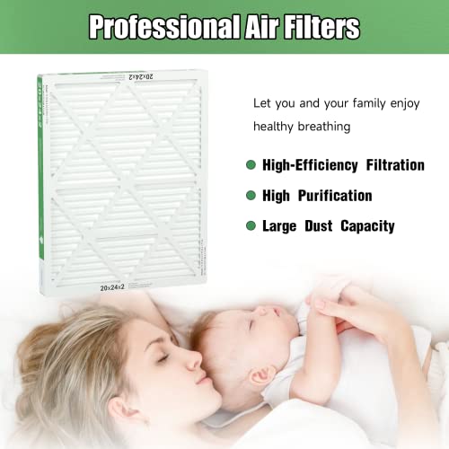 20x24x2 Air Filter TRIGHTFILTERS, Durable MERV 8 Pleated Home HVAC AC Furnace Heater Filters Replacement, Lightweight Compact Air Conditioner Filters 4 Pack - size: 23.6" x 19.6" x 1.8"