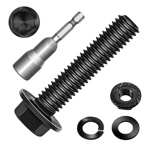 (10Sets) M8 Bolt x 35mm Flanged Hex Head Bolts, External Flange Hex Drive M8 Screws, Class 10.9 Black Zinc Plated Alloy Steel Metric M8x1.25 Bolts Kit - color: Black-M8, size: 35mm