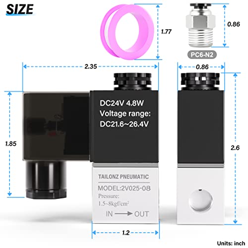 TAILONZ 1/4"NPT 24V 2V025-08 Solenoid Valve Junction Box - size: 1/4" NPT