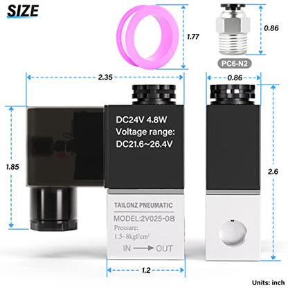 TAILONZ 1/4"NPT 24V 2V025-08 Solenoid Valve Junction Box - size: 1/4" NPT
