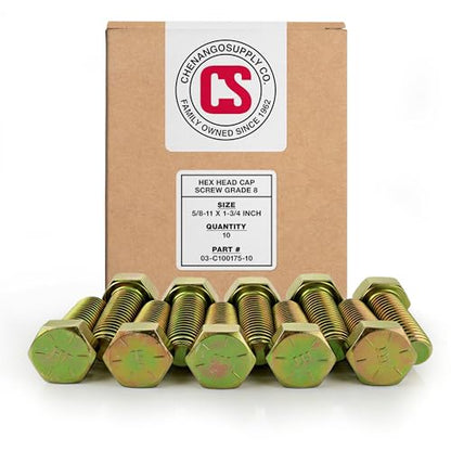 Chenango Supply 5/8-11 x 1-3/4" Grade 8 Hex Head Cap Screws - size: 5/8-11 x 1-3/4" Hex Bolt
