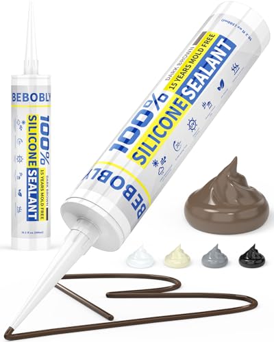 Silicone Caulk & Sealant Brown, 100% Waterproof Silicone Sealant, Shrink & Crack Proof, Silicone Caulking for Kitchen, Bathroom, RV, Interior & Exterior Use, 10.2 FL. OZ/300ML, 1 Pack - color: Brown, size: 1 Pack