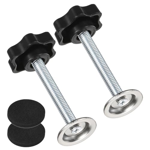 M METERXITY 2-Pack Star Handle Hand Screws, M8x55mm Carbon Steel Thread Star Clamping Knobs with Screws, Pressure Plate and Rubber Pad for Woodworking/Mechanical Equipment [Black] - size: M8 x 55mm