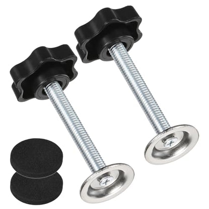 M METERXITY 2-Pack Star Handle Hand Screws, M8x55mm Carbon Steel Thread Star Clamping Knobs with Screws, Pressure Plate and Rubber Pad for Woodworking/Mechanical Equipment [Black] - size: M8 x 55mm