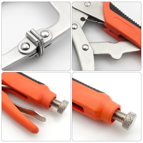 14 Inch C Clamp, Heavy Duty Vise Grip Locking Pliers Adjustable Face Clamp for Woodworking, Welding and Pocket Hole Joinery, 2 Packs (Orange, 14 Inch) - size: 14 Inch