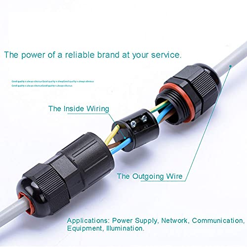 2Pcs IP68 Waterproof Electrical Junction Box Outdoor Underground Wire Connector Junction Boxes for 2 or 3 Pin Cables Range for 0.23-0.33 Inch(5.8-8.3MM) - size: 2PCS
