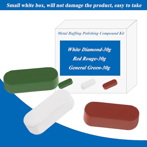 Metal Buffing Polishing Compound Kit,Buffing Wheel Compound Including White Diamond,Red Rouge, General Green(3 Pack, 4 Oz) - size: 4 Oz