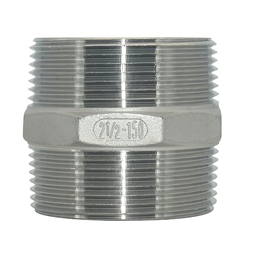 1/8" ~3" NPT Male Threaded Hex Nipple,Stainless Steel 304 Quick Coupler Pipe Fitting (2.5") - size: 2.5 Inch