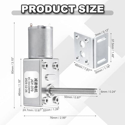 MECCANIXITY JGY-370 12V 66RPM DC Worm Gear Motor M6 Thread Shaft
