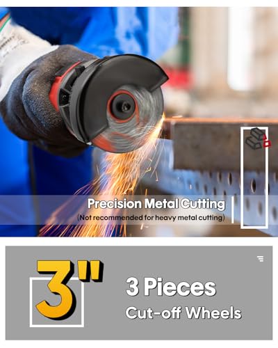 SHALL 3 Inch High-Speed Cut Off Tool, 3.5 Amp Metal Cutter Tool with 3Pcs Multifunctional Cut Off Wheels, 24000RPM Electricl Metal Cutting Tools for Steel, Inox