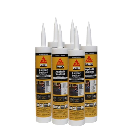 SIKA Sikaflex-410 Asphalt Sealant - Black, Self-Leveling Hybrid for Filling Cracks in Driveways & Pavements - 9 fl. oz Cartridge - Durable, Fast-Acting, Weather Resistant (Pack of 6) - size: 9 Fl Oz (Pack of 6)
