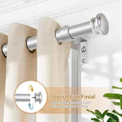TONIAL Curtain Rods for Windows, 32 to 58 Inch, Silver, Single Drapery Rod - color: Silver, size: 32-58"