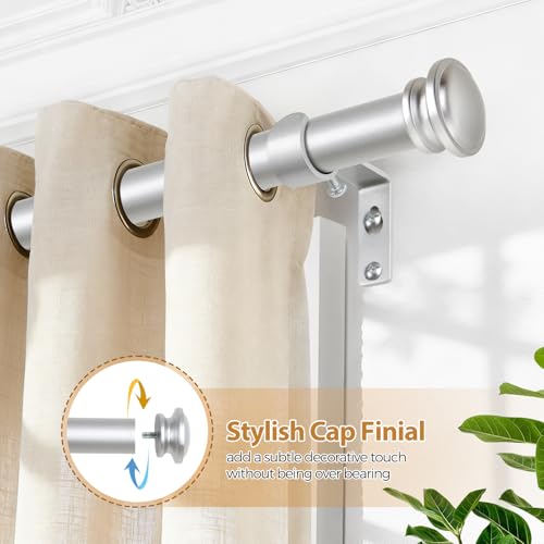 TONIAL Silver Curtain Rods for Windows 2 Pack, 32 to 58 Inch, Drapery Rod - color: Silver, size: 32-58"(2 Pack)