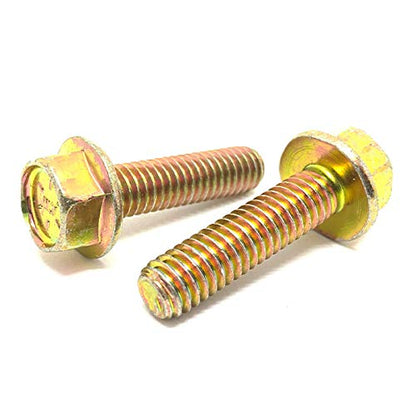 (50 Pieces) 3/8-16x1-1/2 Grade 8 Hex Flange Bolts Screws UNC Coarse Full Threads Zinc Yellow