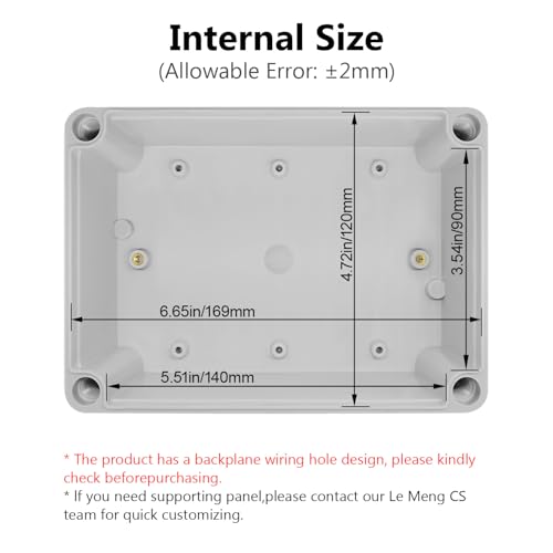 LeMotech Junction Box IP67 Waterproof Dustproof ABS Plastic Project Box for Electrical Outdoor Enclosure Gray 6.9 x 4.9 x 3 inch (175 x 125 x 75 mm),2 Pack - size: 6.9" x 4.9" x 3" (2pc)