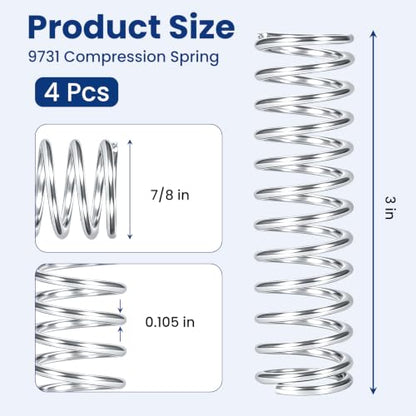 9731 Compression Spring, 0.105 GA x 7/8" OD x 3", 4-Pack