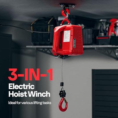 VIVOHOME 3in1 Electric Hoist Winch 1540lbs, 40ft Lifting Height for Towing - color: Scarlet