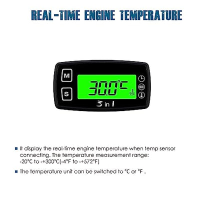 Runleader Digital Engine Temperature Gauge Volt Meter RL-TM005