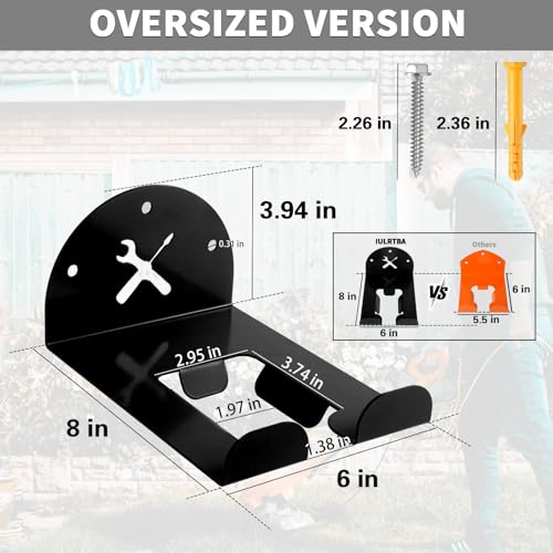 Upgraded Trimmer Rack Wall Mount - 8" Heavy Duty Weed Eater Hanger for Garage Wall, Garden Power Tool Holder Organizer Hooks for Grass Trimmer, Hedge Trimmer, Leaf Blower and Chainsaw, Black, 1 Pack - color: Black-1Pack