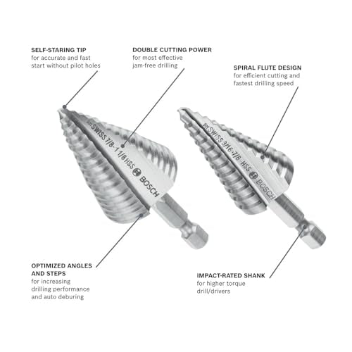 Bosch IMSDC002 2 pc. High-Speed Steel Impact Tough™ Turbo Step Drill Bit Set - style: 2pc Impact