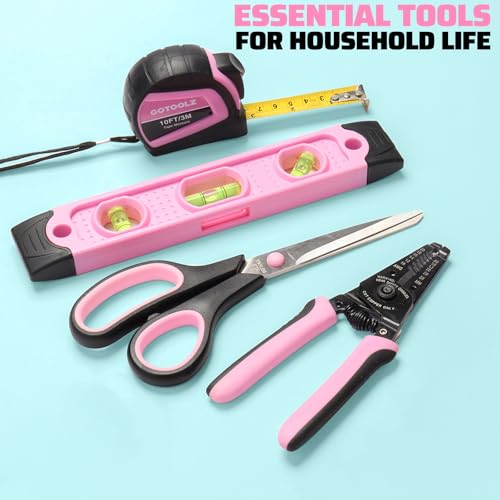 269-Piece Home Tool Set, General Household Repairing Tool Kit with Storage Bag, Basic Hand Tool Kit Set for Home Maintenance, DIY and Crafts - color: Pink