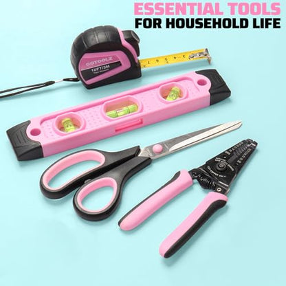 269-Piece Home Tool Set, General Household Repairing Tool Kit with Storage Bag, Basic Hand Tool Kit Set for Home Maintenance, DIY and Crafts - color: Pink