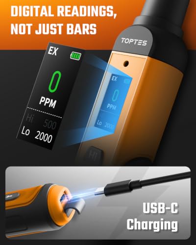 TOPTES PT-336 Rechargeable Natural Gas Detector with 0–9999PPM Range