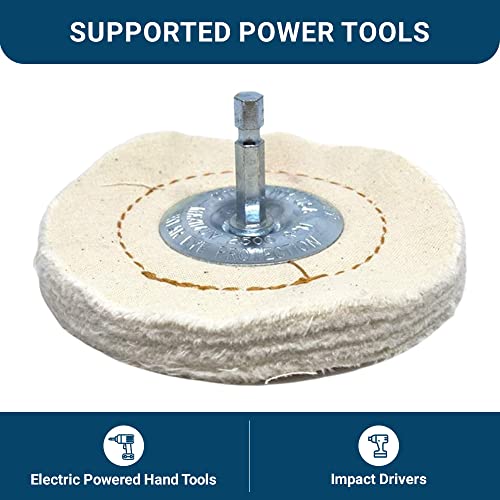 Benchmark Abrasives 4" Cotton Cushion Sewn Buffing Polishing Wheel for Bench Grinder with 1/4" Mandrel, for Polishing Finishing Smoothing on Aluminum, Stainless Steel (Cotton Cushion)