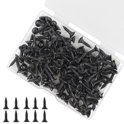 Black Wood Screws 163PCS #6x3/4 Flat Head Self-Tapping - color: Black 163 pcs
