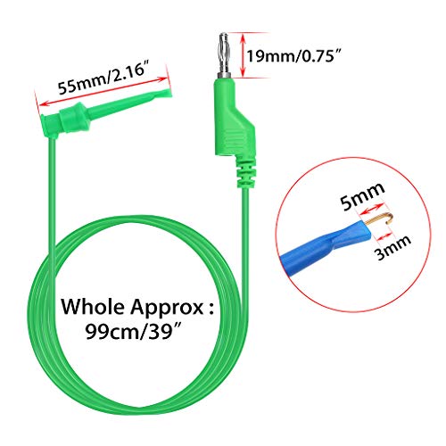 Sumnacon 39 Inch Multimeter Test Lead Set - 5 Pcs Stackable Banana Plug to Test Hook Wire Cable Kit with Protective, Flexible Wire Leads for Electrical Testing 500V/5A - size: 3.3 ft