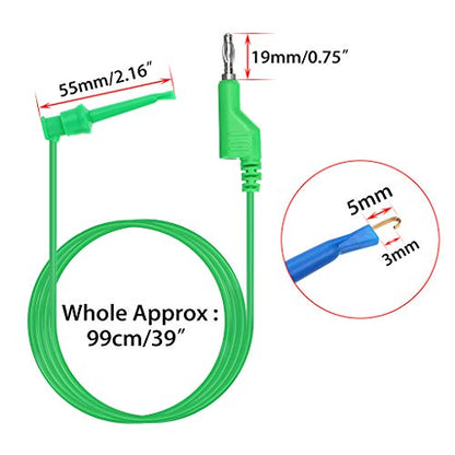 Sumnacon 39 Inch Multimeter Test Lead Set - 5 Pcs Stackable Banana Plug to Test Hook Wire Cable Kit with Protective, Flexible Wire Leads for Electrical Testing 500V/5A - size: 3.3 ft