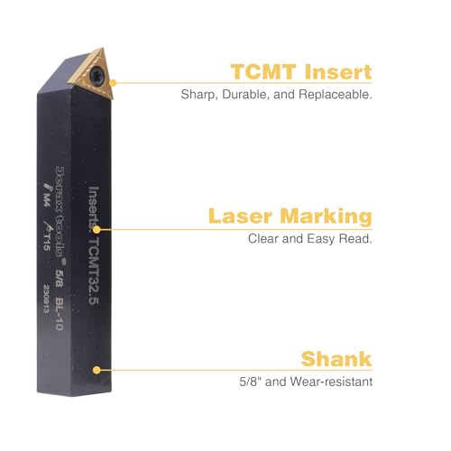 5/8" Carbide Turning Tool Set TCMT Inserts 5Pcs Metal Lathe - size: 5/8 in