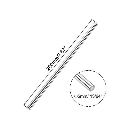 uxcell 5mm x 200mm 304 Stainless Steel Solid Round Rod for DIY Craft - 2pcs - size: 5 mm x 200 mm