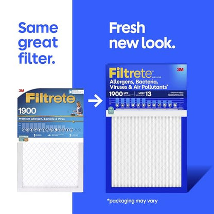 Filtrete 24x24x1 Air Filter, MERV 13, MPR 1900, 2 HVAC Filters - size: 24x24x1