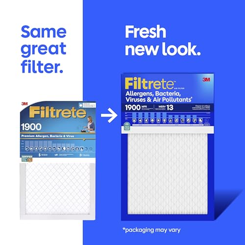 Filtrete 14x14x1 Air Filter, MERV 13, MPR 1900, 2 HVAC Filters - size: 14x14x1