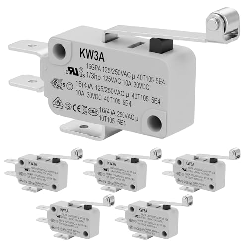 6 Pack Long Hinge Roller Lever Micro Switch, 16A 125/250V SPDT - size: V-156-1C25