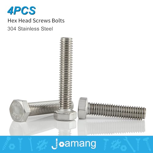 1/2-13 x 2 Hex Head Bolts, Stainless Steel 304, Hexagon Head Screws, UNC Coarse Thread, Bright Finish, Fully Threaded, Quantity 4 - size: 1/2-13 x 2"(4 PCS)