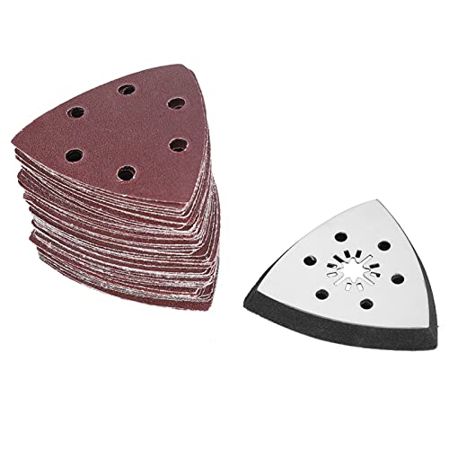 Sanding Paper, 61Pcs 90mm Multi Function Sanding Pad Triangular Sandpaper Quick Release Blade Replacement, Case, Scraper Detail Sander Paper