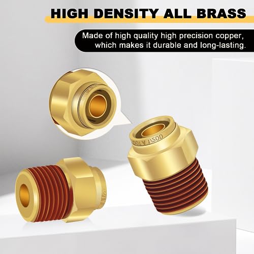 Siptenk 1/2" DOT Brass Push to Connect Air Line Fittings 5 PCS for Truck - color: 1/2" * 1/2" NPT