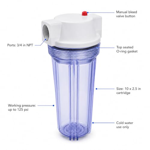 CFS Water Filter Housing Kit, 10 x 2.5 in, 3/4 in NPT, Carbon Block - size: 10 x 2.5 in, 3/4 in NPT