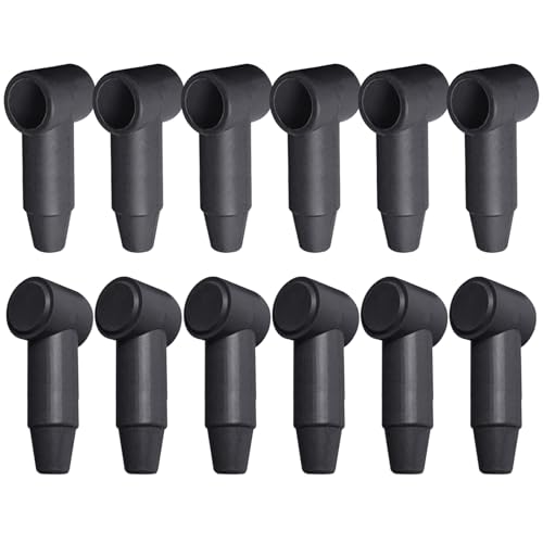Ampper Silicone Terminal Covers Fit 1/4", 5/16" Stud 6-1 Gauge, Black 12 Pc - color: Black, size: 1/4" & 5/16" Stud Long
