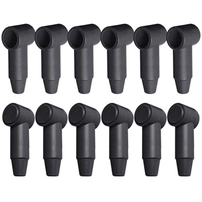 Ampper Silicone Terminal Covers Fit 1/4", 5/16" Stud 6-1 Gauge, Black 12 Pc - color: Black, size: 1/4" & 5/16" Stud Long