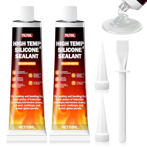 High-Temperature-Resistant Silicone sealant, Heat-Resistant Silicone sealant, Heat-Insulating, Waterproof, Quick-Drying Specialty Adhesive—Suitable for Grills, ovens, microwaves（Transparent）