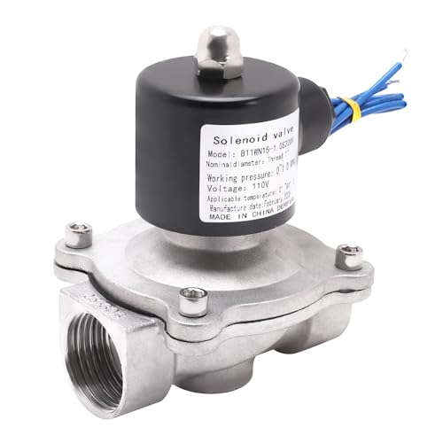SUS304 Electric Solenoid Valve - 1" NPT 110V AC Stainless Steel Normally Closed Valve for Water Air Gas Fuel Oil - size: 1 Inch
